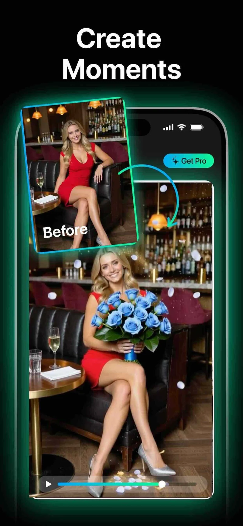 AI Video Generator showing a photo transformed into a video